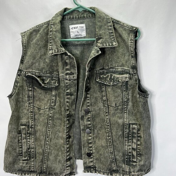 C’est Toi Stone Wash Y2K Style Vest L - Picture 1 of 5